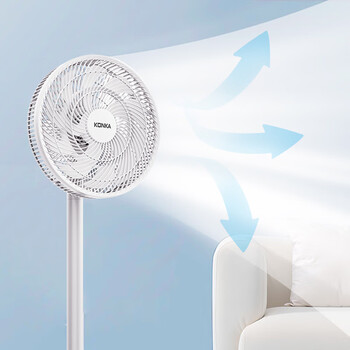 康佳（KONKA）落地电风扇十叶扇立式低噪家用宿舍风扇节能强劲大风力空气循环广角送风 KLDS-2401