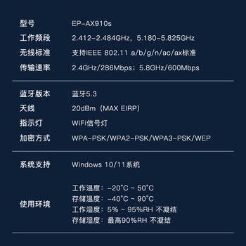 翼联（EDUP）迷你免驱动AX900 WiFi6无线网卡 双频5G无线蓝牙5.3二合一台式机笔记本win10/11接收器EP-AX910S