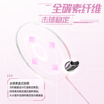 薰风（KUMPOO）羽毛球拍k520pro升级款熏风全碳素超轻均衡拍K520pro+桃姬4U粉线