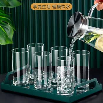 格娜斯（CRISTALGLASS）玻璃杯家用耐热茶杯家庭透明客厅喝儿童水杯子果汁泡绿茶杯套装