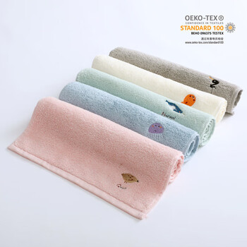 金号A类纯棉洗脸小毛巾儿童毛巾100%洗脸帕女士毛巾ins绣花5条装 金号A类纯棉洗脸小毛巾儿童毛巾100%洗脸帕女士毛巾ins绣花5条装