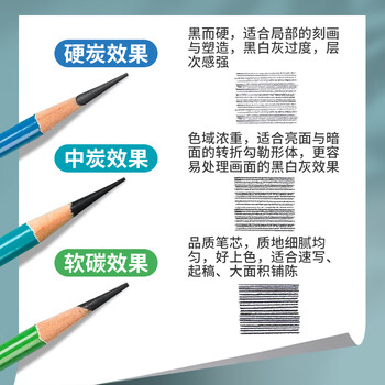 尼奥尼（NYONI）炭笔美术生专用素描铅笔初学者绘画速写学生联考艺考试专业工具-特软12支/盒