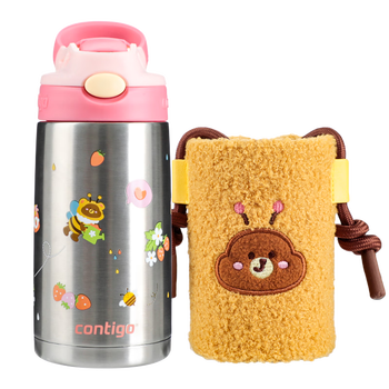 contigo康迪克三代小发明家儿童保温吸管杯莓莓蜜蜂（排气按钮）400ml