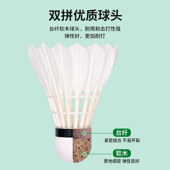 超牌超牌绿超羽毛球专业比赛刀翎二拼软木耐打稳定12只装76速