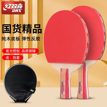 红双喜乒乓球拍初学型2只装正反胶SH双直板娱乐板
