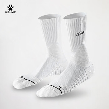 卡尔美（KELME）篮球袜男专业实战长筒袜青少年夏季运动跑步袜子 白蓝色 L