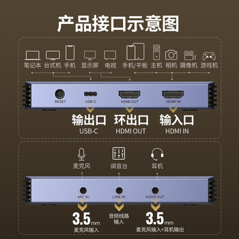 绿联HDMI视频采集卡4K60Hz高清RGB24 适用Switch2/PS5索尼佳能尼康相机电脑手机iPad游戏直播录制CM700