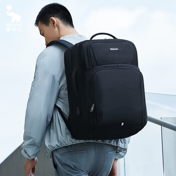 爱华仕移动办公系列双肩包大容量17.3英寸电脑包电竞包男女旅行背包黑色