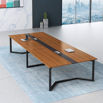 圣黎办公桌会议桌长桌简约现代长方形培训洽谈桌2.4米+8把椅