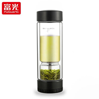 富光茶马仕茶水分离双层玻璃杯 泡茶杯318ML 送好友TMB211-318 黑色