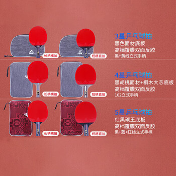 匹克PEAK五星级乒乓球拍横直比赛成品对拍套拍含拍包球10只 5星横直