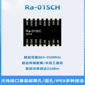 言象 （Ra-01SCH贴IPEX）LLCC68方案LoRa无线射频模块868/915MHz含配套天线单