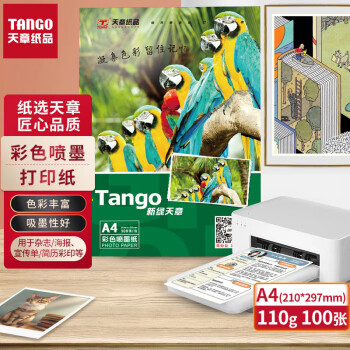 天章 （TANGO）新绿天章 A4彩喷纸 彩色喷墨打印纸 照片相纸a4 彩印纸 照相片纸 110g 100张/包