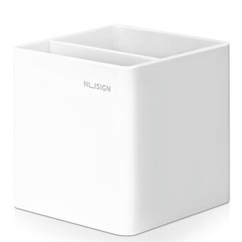 得力（deli）【开学必备】方格笔筒 德国创意设计 简约ins办公室桌面收纳防滑底 象牙白NS011