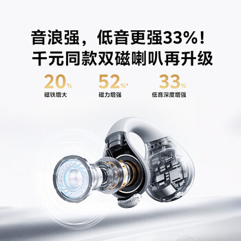 QCY Crossky C30S 耳夹耳机 不入耳开放式无线蓝牙耳机 舒适稳固佩戴长续航 星河银
