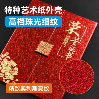 DSB（迪士比）12k/5本装奥利斯纹三折页荣誉证书 获奖证书颁奖奖状证书外壳红色【附10张内芯】050872