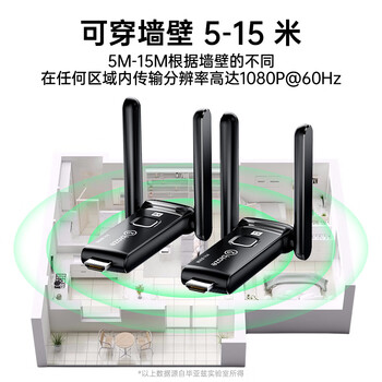 毕亚兹 hdmi无线传输器投屏器延长点对点收发接收器远程发射信号影音高清视频笔记本电脑连电视显示投影