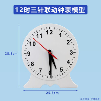 舜江教师用钟表模型 钟面秒针可拆为两针一二三年级小学认识时间钟点演示大号数学教具 三针联动12时