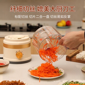 梵靓  FLDJL绞肉机玻璃可视家用电动多用料理机全自动辅食肉馅搅拌碎肉机 北欧风珍珠奶白3.8升款