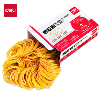 得力（deli）100g耐用弹力橡皮筋/橡胶圈/牛皮筋 单盒装 财务办公用品 3217