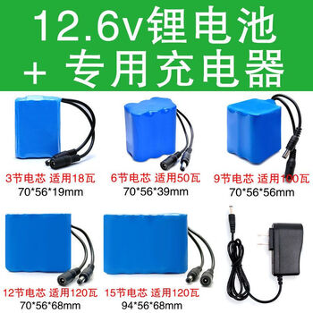 正鑫远 锂电池组大容量音响音箱户外洗车机监控器太阳能路灯充电电瓶 6节12V6500超耐用带保护