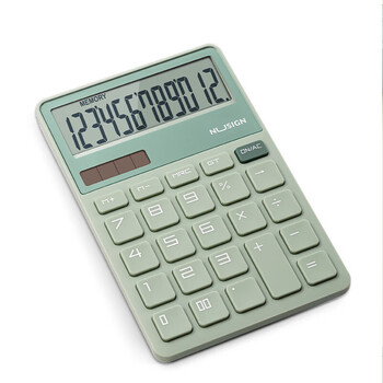 得力时尚办公计算器 德国创意设计 大按键双电源设计 高颜值学生四年级计算器 绿色NS042