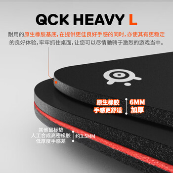 赛睿(SteelSeries)加厚版鼠标垫大号 QcK Heavy Large 450*400*6mm 游戏电竞鼠标垫 电竞fps顺滑鼠标垫CSGO 电脑桌垫 赛睿(SteelSeries)加厚版鼠标垫大号 QcK Heavy Large 450*400*6mm 游戏电竞鼠标垫 电竞fps顺滑鼠标垫CSGO 电脑桌垫