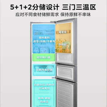 华凌美的出品223三门电冰箱节能低音三开门小型家用客厅宿舍出租房优选冷冻冷藏小冰箱HR-223