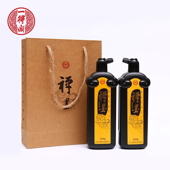 一得阁禅墨墨汁礼盒装文房四宝精制墨水文人墨士国画装裱用品寺庙抄经描红禅墨精美铁盒500g