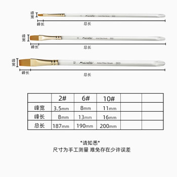 马蒂尼水粉笔纤维毛尼龙画笔平头油画丙烯通用单支303-10 马蒂尼水粉笔纤维毛尼龙画笔平头油画丙烯通用单支303-10