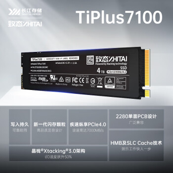 致态（ZhiTai）长江存储 4TB SSD固态硬盘 NVMe M.2接口 TiPlus7100系列《黑神话:悟空》官方合作品牌