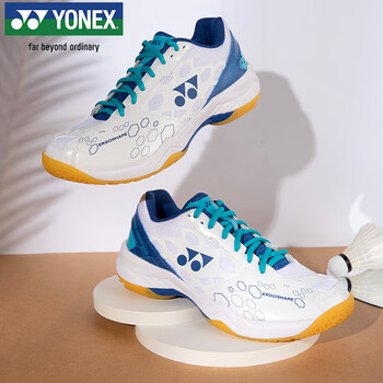 YONEX尤尼克斯羽毛球鞋yy入门级训练减震动力垫男女SHB101CR白/蓝 37码