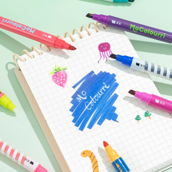 晨光（M&G）&MASMARCU可叠色手账笔标记笔学生专用划重点双头双色水性马克笔灰黄红三支套装开学