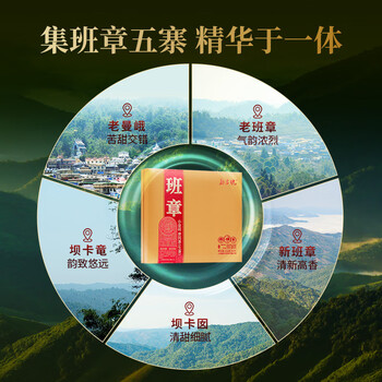 勐昌號茶叶普洱茶班章小金砖生茶216g云南班章五寨茶叶礼盒礼品