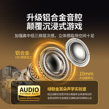 绿联有线耳机入耳式Type-C接口耳机游戏吃鸡K歌音乐耳机 支持线控适用于iPhone华为小米oppo无续航焦虑