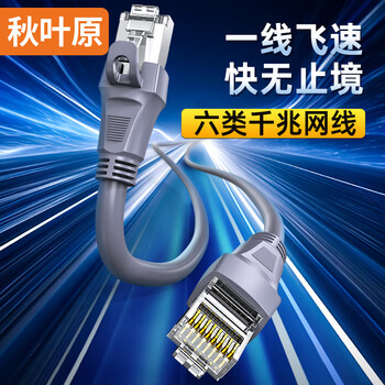 秋叶原（CHOSEAL）六类千兆网线 Cat6六类屏蔽8芯双绞线 工程家用电脑宽带监控跳线成品网线 灰色 2米 CT600A