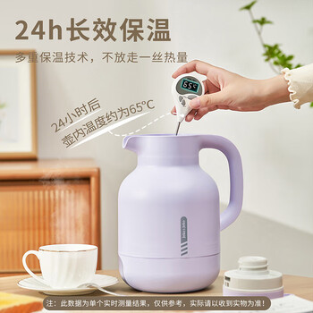JEKO&JEKO保温壶家用热水瓶玻璃内胆大容量暖水壶宿舍开水瓶 2L紫色