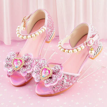 韩善樱女童夏季凉鞋儿童高跟鞋小女孩子凉鞋中大童软底公主鞋水晶鞋