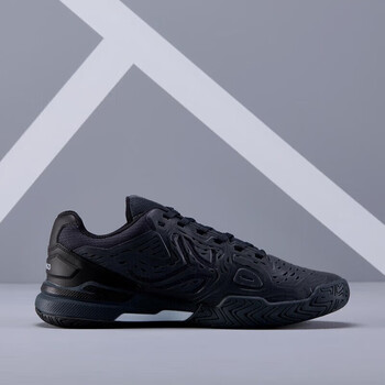 迪卡侬训练网球鞋男女网眼透气耐磨橡胶运动鞋黑灰(耐磨)41-4008548 迪卡侬训练网球鞋男女网眼透气耐磨橡胶运动鞋黑灰(耐磨)41-4008548