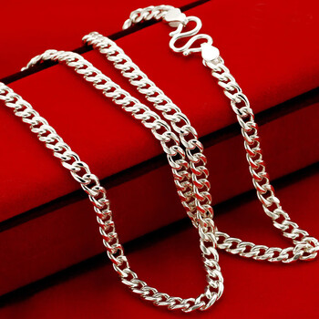 rom铂金项链男士素链男士饰品pt950铂金潮流男款项链日韩时尚霸气宽4