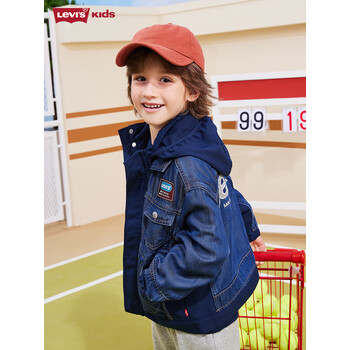 李维斯levis李维斯童装商场同款春秋款儿童牛仔夹克外套男童拼接连