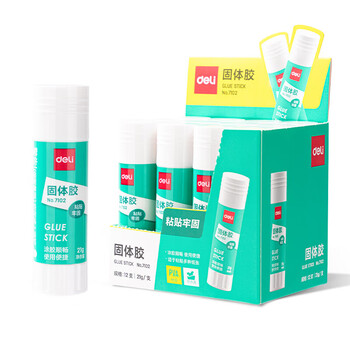 得力（deli）【超级爆款】21gPVA固体胶水 速干可水洗胶棒 DIY手工粘胶学生开学文具 12支/盒 办公用品 P07102