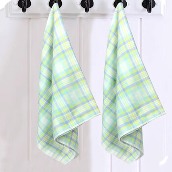 鲁凤来. 毛巾 家用棉质柔软棉纱毛巾经典网格纹洗脸面巾 75*35cm 两条装