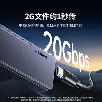 绿联 M.2 NVMe/SATA固态硬盘盒20Gbps 兼容雷电3/4适用苹果17笔记本台式机手机外接SSD移动硬盘壳