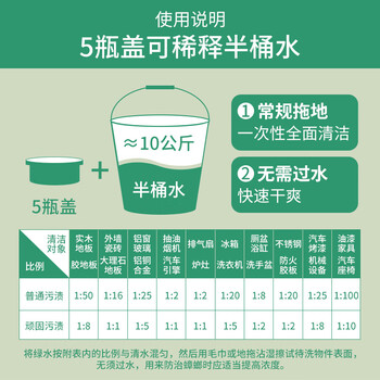榄菊薄荷绿水3.78升地板清洁剂辟味地板水拖地清洁剂 植物防叮