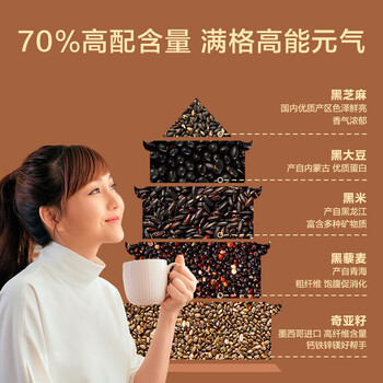 京东京造鲜来多黑芝麻糊五黑粉核桃芝麻黑豆粉即食早餐中老年营养品600g