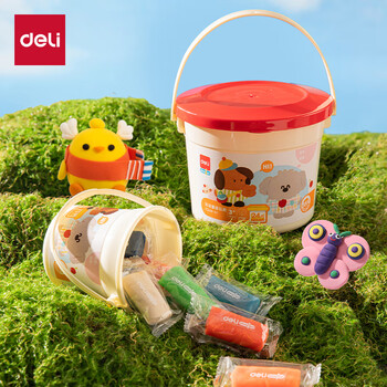 得力(deli)24色彩泥 橡皮泥玩具手工DIY盒装黏土套装非轻型粘土手提收纳盒装儿童生日开学文具