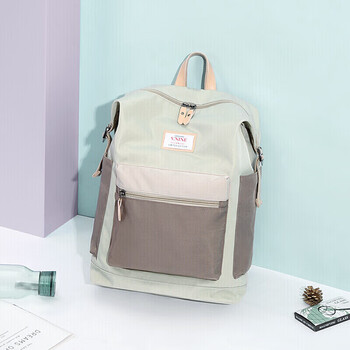 第九城（V.NINE）双肩包女士防泼水旅行背包15.6英寸电脑包大学生中学生书包男生