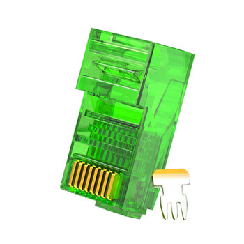 恒德升 超五类水晶头 CAT.5E千兆网络 RJ45接口电脑网线连接头 30U镀金工程款 绿色100个罐装