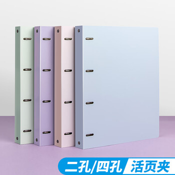 天色 a4两孔文件夹打孔 二孔活页夹资料册多功能办公室收纳 彩色穿孔大容量加厚强力夹  TS-1862 多巴胺蓝